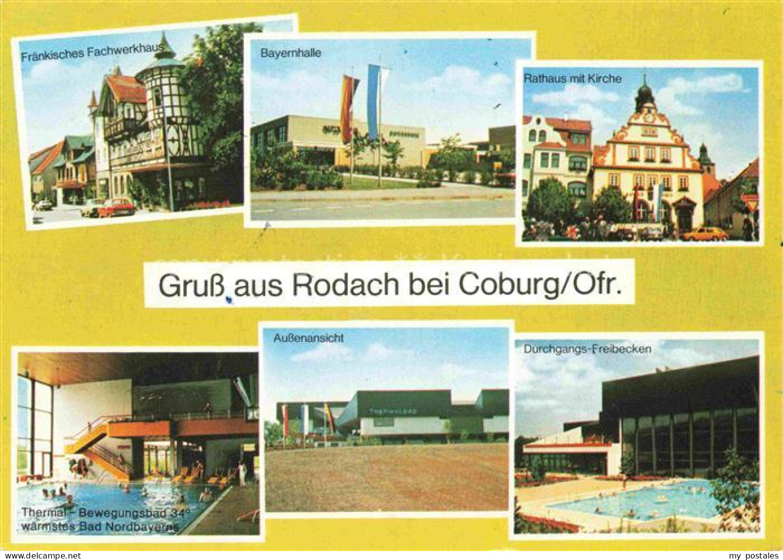 Rodach Bad Rodach Coburg Bayern Fachwerkhaus Bayernhalle Rathaus Kirche Thermalb