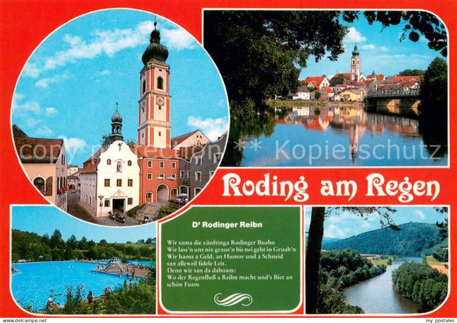 Roding Regen D#Rodinger Reibn Poesie Motive Altstadt Kirche Partie am Regen Frei