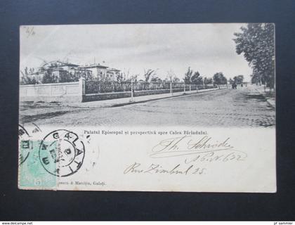 Rumänien AK 1904 Palatul Episcopal si perspectiva pre Calea Birladului nach Montigny gesendet mit Ak Stempel