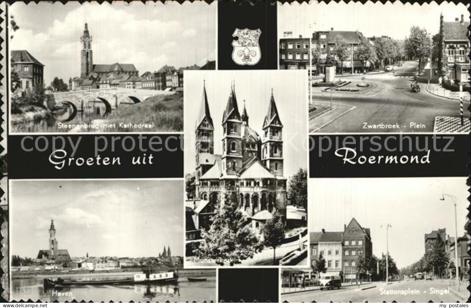 Roermond Steinbruecke mit Kathedrale Zwartbroek Plein Haven