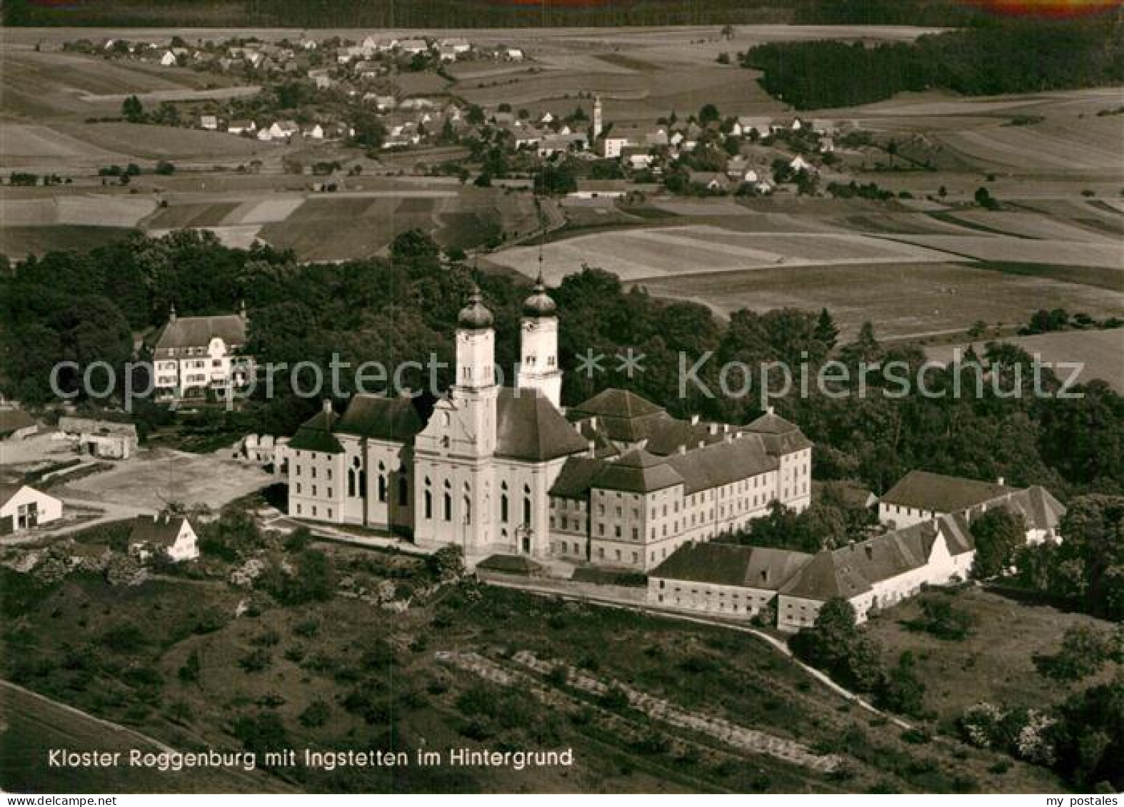 Roggenburg Schwaben Kloster mit Ingstetten im Hintergrund Fliegeraufnahme