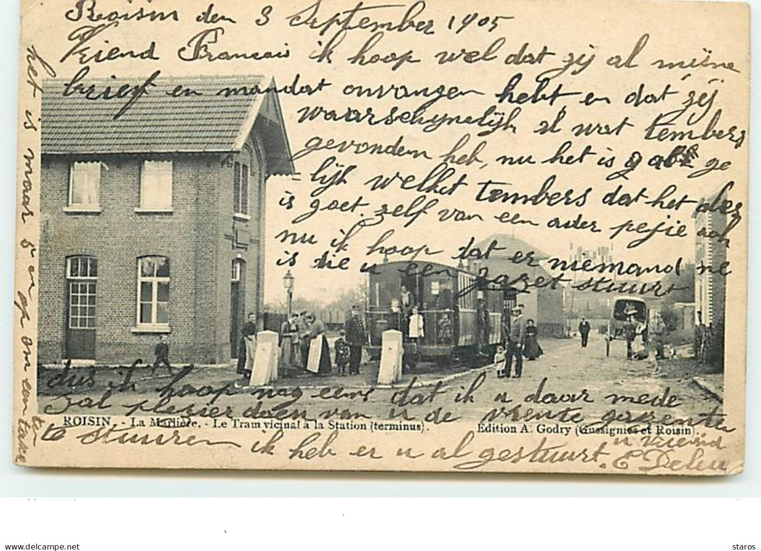 ROISIN - La Marlière - Le Tram vivinal  àla Station (terminus)