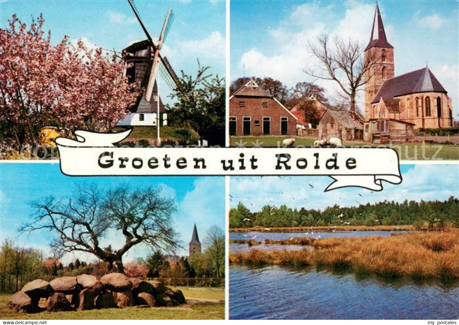 Rolde Windmuehle Kirche Steingrab Partie am Wasser