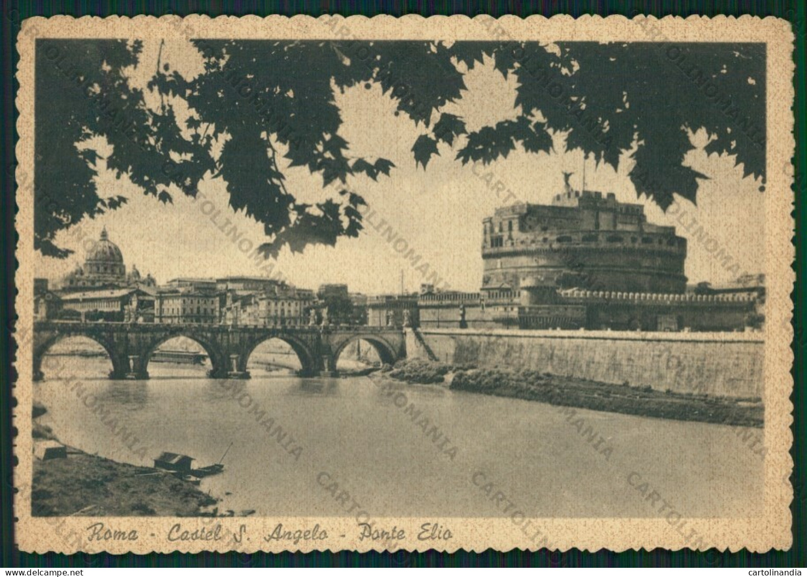 Roma Città Castel Sant'Angelo Ponte Elio PIEGHINA FG cartolina VK2302