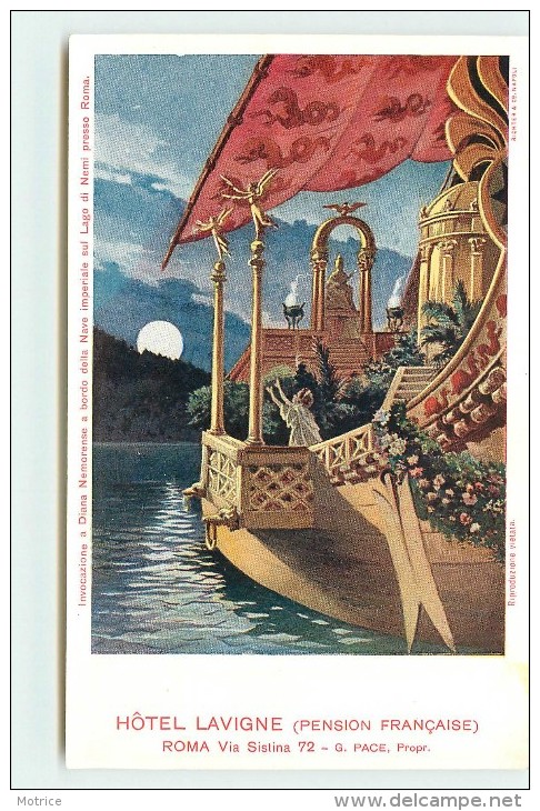 ROMA  - Hôtel Lavigne (pension française, carte illustrée).