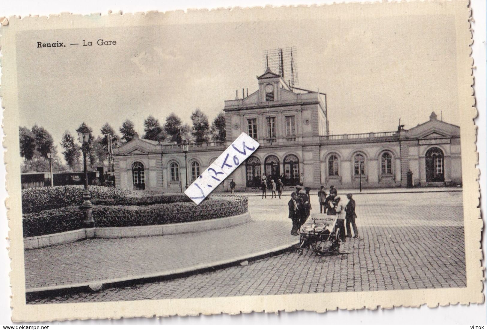 Ronse :  La gare - statie   ( 1943 )   attelage chien