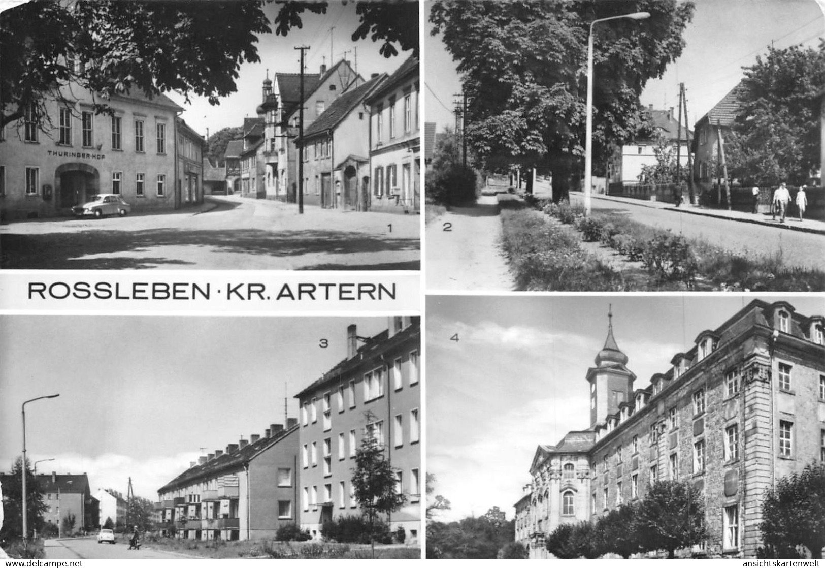 Rossleben (Kreis Artern) Platz Straßenpartien Oberschule gl1988 #171.892