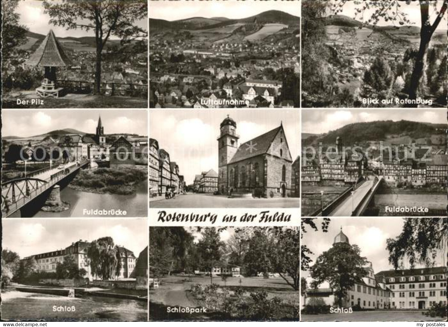 Rotenburg Fulda Pilz Fuldabruecke Schloss Schlosspark Blick auf Rotenburg