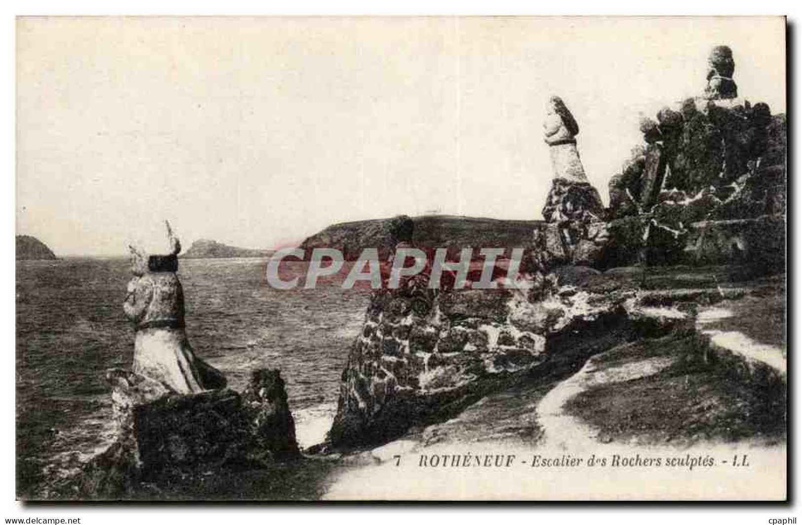 Rotheneuf CPA Escalier des rochers sculptes