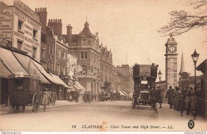 [-10%] ROYAUME UNI - Angleterre - London Suburbs - Clapham - Clock Tower and High Street - LL - Animé - Carte Postale An