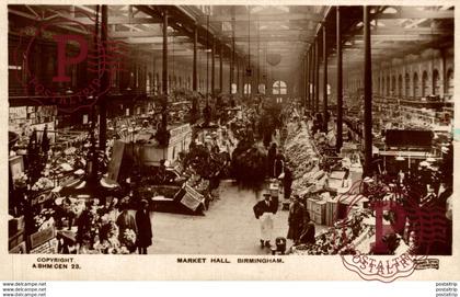RPPC   REAL PHOTO  MARKET HALL BIRMINGHAM    Marché - Mercado - Market - Mercati - Mercadillo