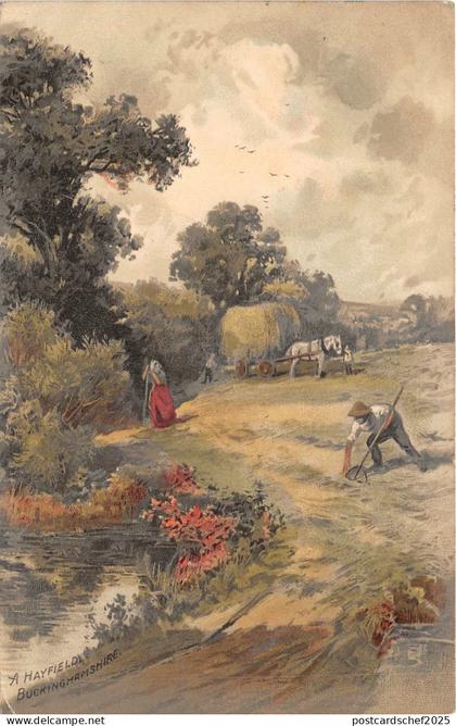 br109100 a hayfield buckinghamshire uk harvest agriculture peasants artist