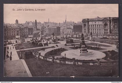 Vintage Postcard England Liverpool St John's Gardens