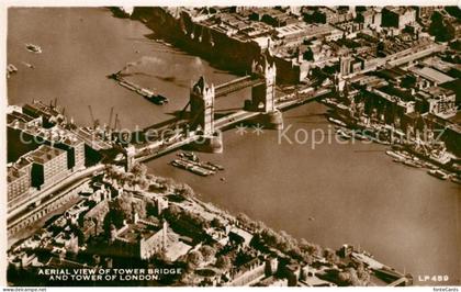 London Aerial View of Tower Bridge and Tower of London