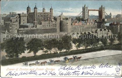 London Tower of London and Tower Bridge