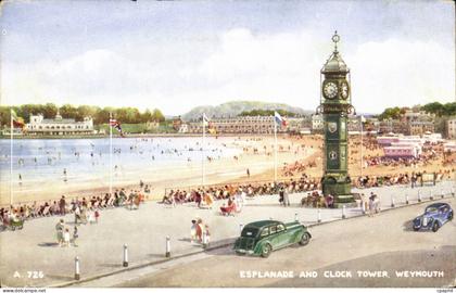 Grande Bretagne CPA Esplanade and clock tower Weymouth