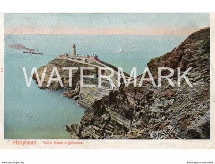 HOLYHEAD SOUTH STACK LIGHTHOUSE ANGLESEY OLD COLOUR POSTCARD WALES
