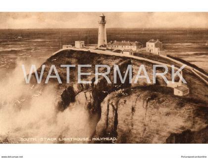 HOLYHEAD SOUTH STACK LIGHTHOUSE OLD B/W POSTCARD ANGLESEY WALES