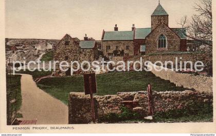 PENMON PRIORY BEAUMARIS OLD COLOUR POSTCARD ANGLESEY WALES