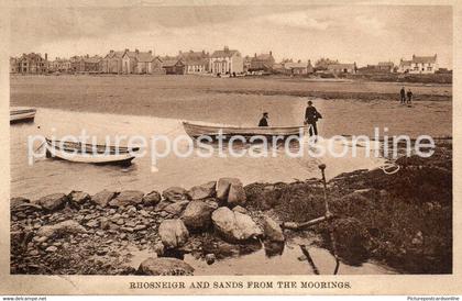 RHOSNEIGER AND SANDS FROM THE MOORINGS OLD B/W POSTCARD WALES ANGLESEY