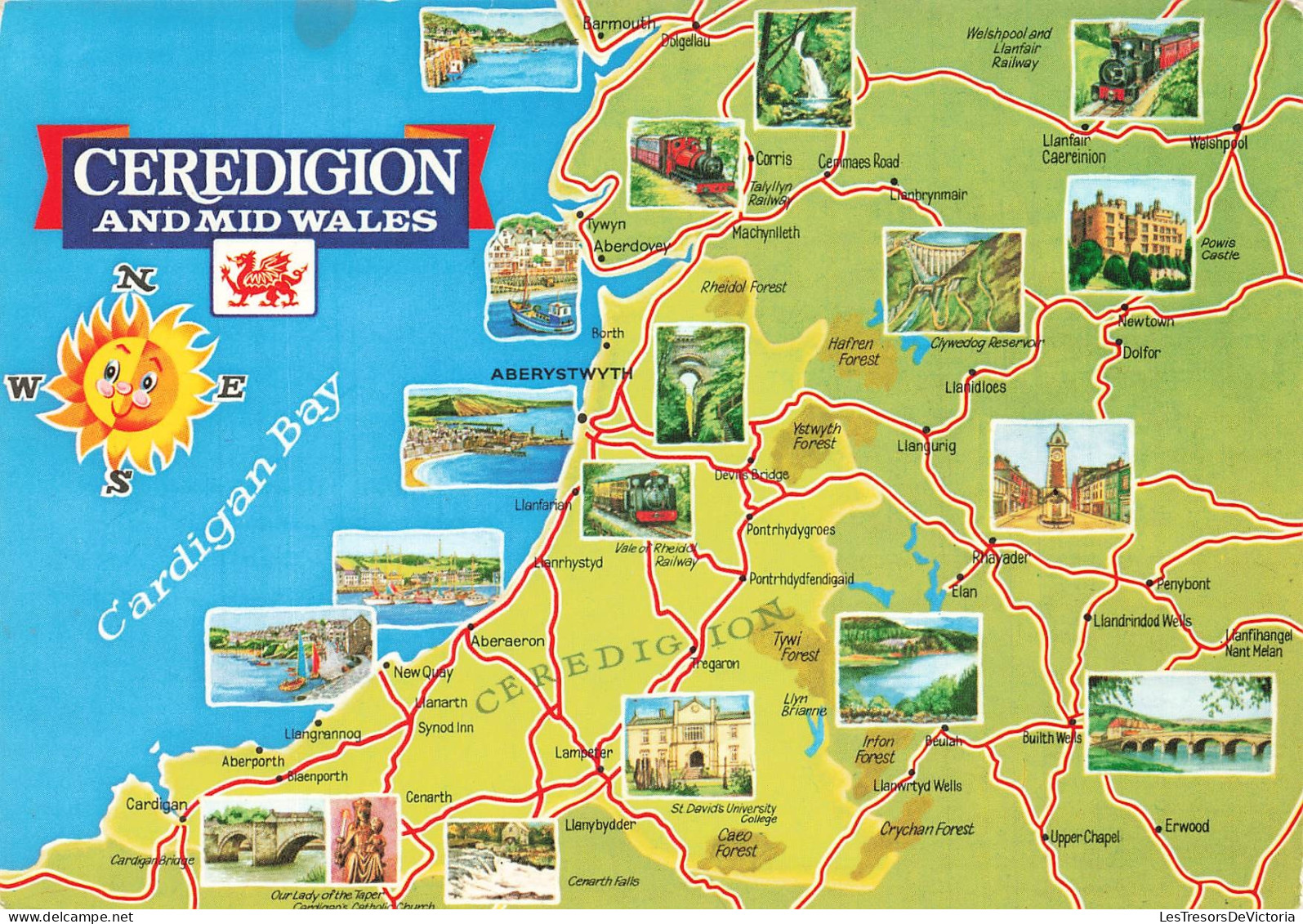 ROYAUME UNI - Wales - Ceredigion - Mid Wales - Cardigan Bay - Monuments historiques - carte - Carte Postale