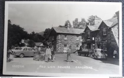 GRASMERE RED LION SQUARE OLD R/P POSTCARD CUMBRIA BY SANKEYS OF BARROW IN FURNESS