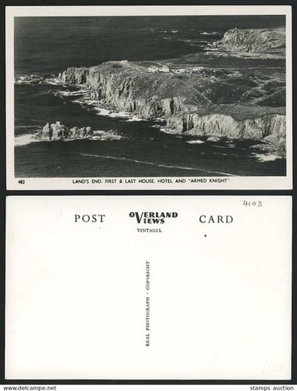 Armed Knight Rock & Hotel Land's End House Old Postcard