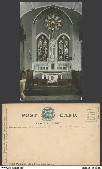 Cornwall St. Michael's Mount, Chapel East End, Stained Glass Window Old Postcard