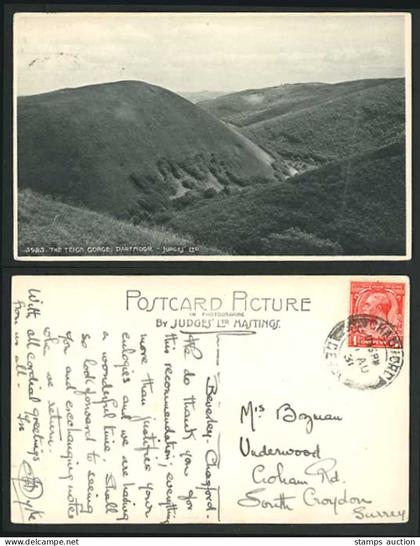 Devon Old Judges Postcard Mountain Teign Gorge DARTMEET