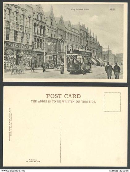 HULL King Edward Street Scene TRAM N.95 Route B Beverley Road Shops Old Postcard