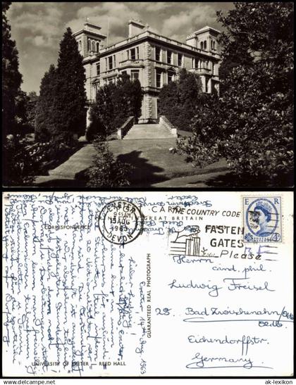 Postcard Exeter Exeter University - Reed Hall 1963