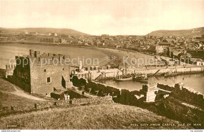 Peel  Isle of Man UK Panorama view from castle