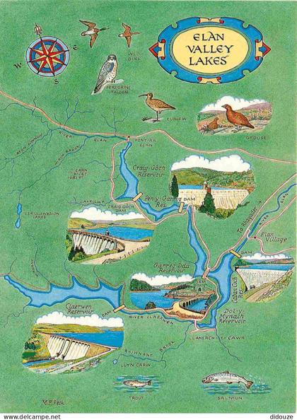 Carte Postale - Royaume-Uni - Pays de Galles - Elan valley lakes - Carte Géographique - Powys - Wales - CPM - Voir Scans