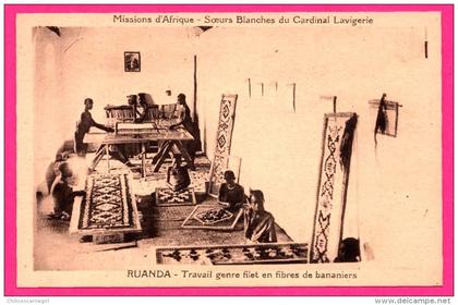 Ruanda - Travail genre filet en fibres de bananiers - Missions d'Afrique - Sœurs Blanches du Cardinal Lavigerie - Animée