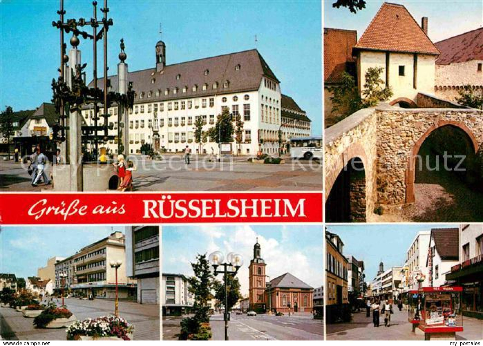 Ruesselsheim Main Brunnen Rathaus Burg Kirche Fussgaengerzone