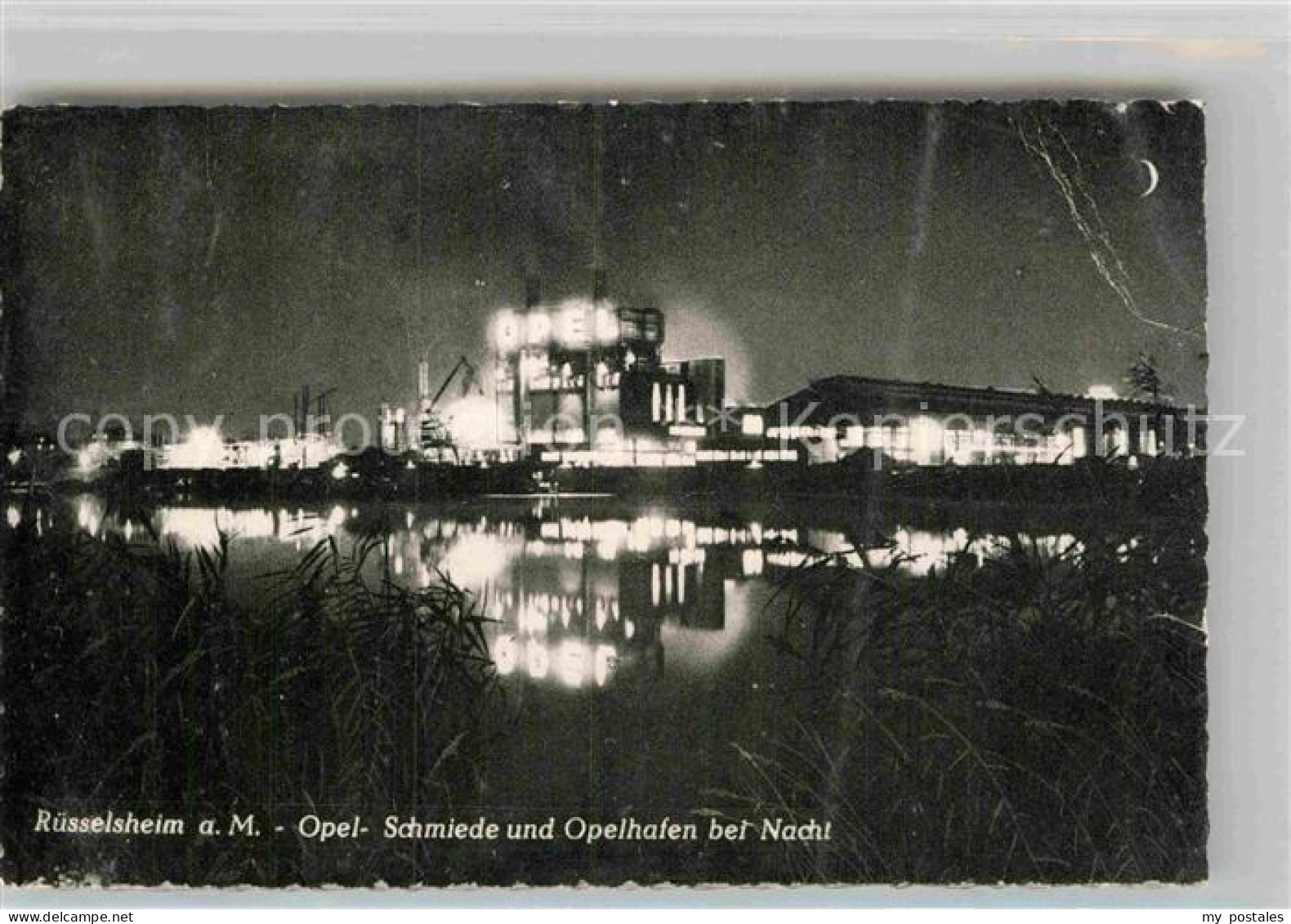 Ruesselsheim Main Opel Schmiede und Opelhafen bei Nacht