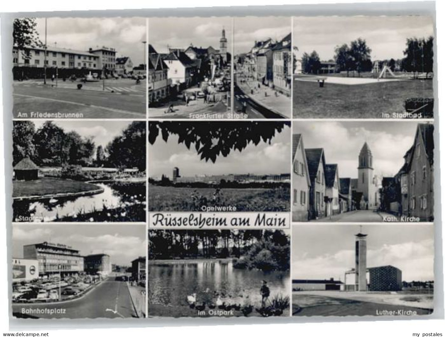 Ruesselsheim Main Ruesselsheim Friedensbrunnen Frankfurter Strasse Luther Kirche