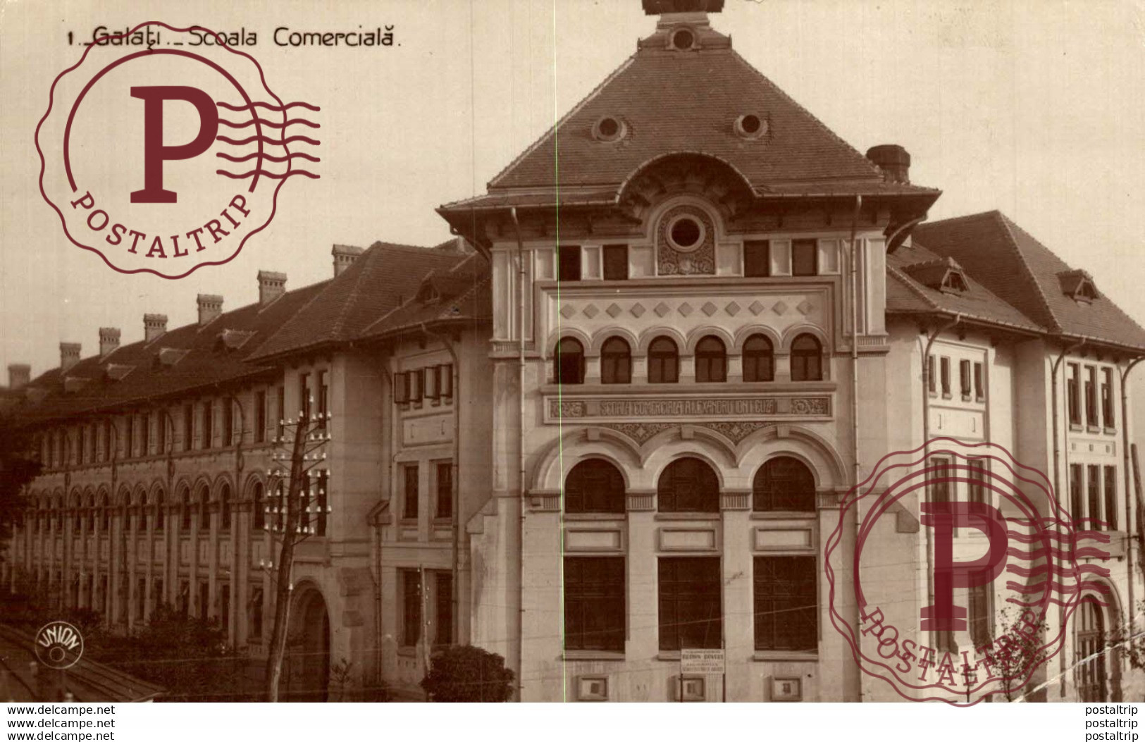 RUMANIA // ROMANIA. GALATI. SCOALA COMERCIALA. REAL PHOTO RPPC