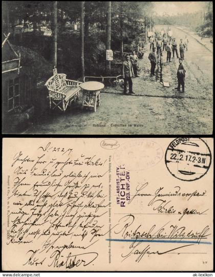 Postcard .Russland Rußland Россия Militär Erdhütten 1917  gel. Feldpoststempel