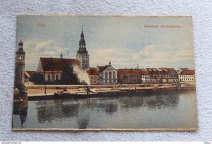 Tilsit, Memeiufer mit stadtkirche, Russie