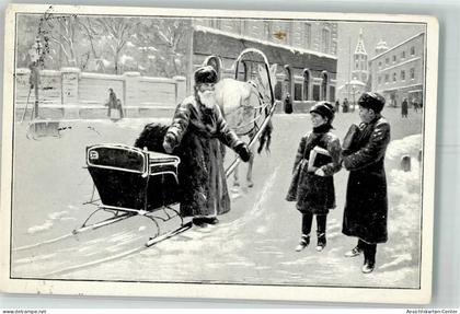 39741778 - Pferdeschlitten KInder Alter Mann