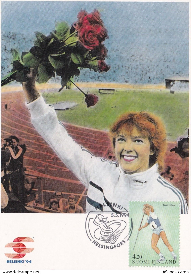 SA22n Finland 1994 Stamp exhibition FINLANDIA 95 - javelin throw Maxi Card