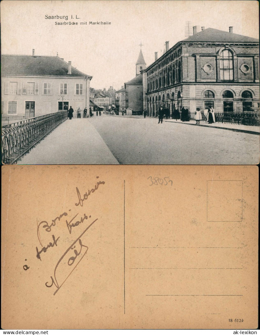 Saarburg (Lothringen) Sarrebourg mit Markthalle, Straße, Brücke 1922
