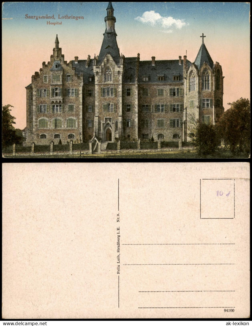 Saargemünd Sarreguemines Partie am Hospital (Krankenhaus) Ort in Lothringen 1910