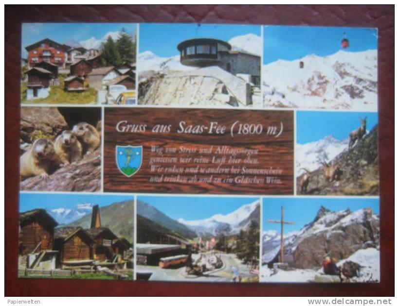 Saas-Fee (VS) - Mehrbildkarte "Gruss aus Saas-Fee (1800m)"