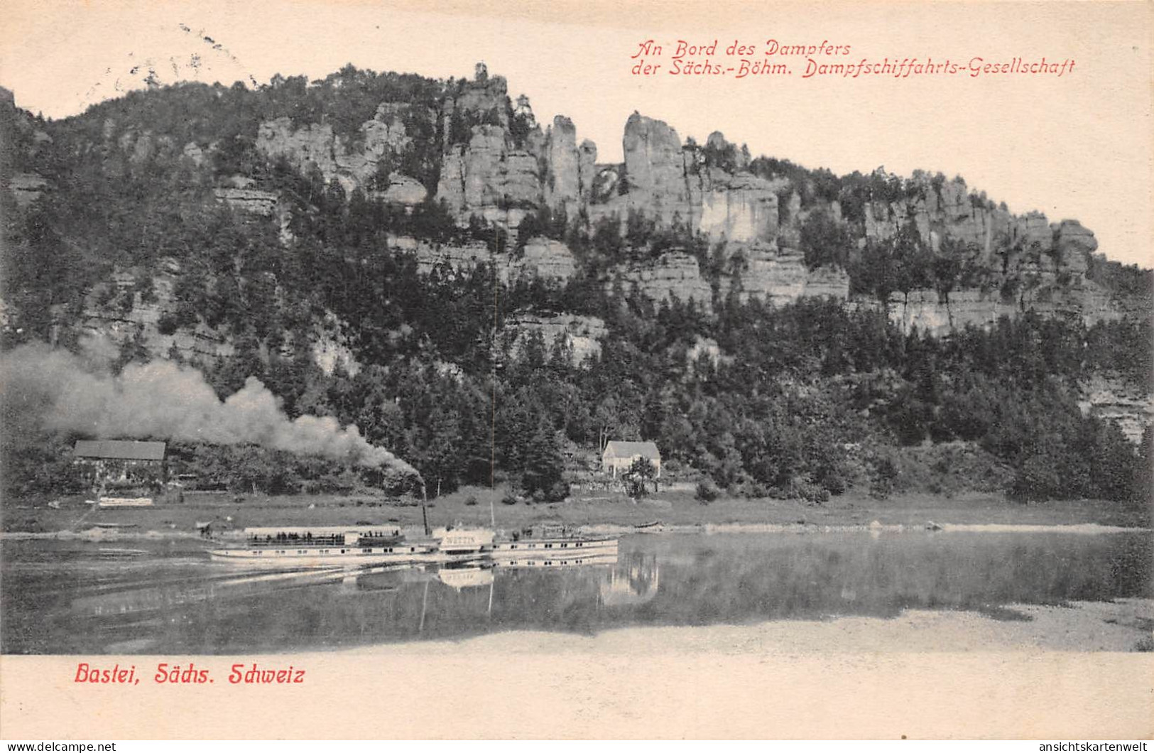 Sächs. Schweiz Bastei mit Zudruck gl1913 #191.395