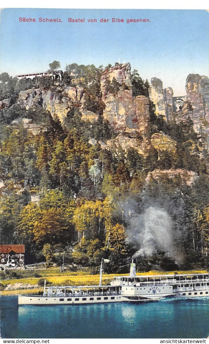 Sächs. Schweiz Bastei von der Elbe gesehen ngl #191.372