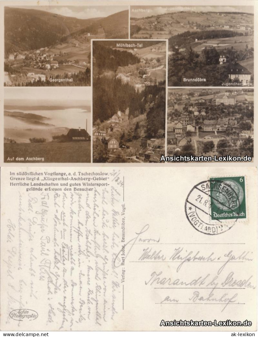 Sachsenberg-Georgenthal-Klingenthal Foto AK - Klingenthal-Ascherg-Gebiet 1934