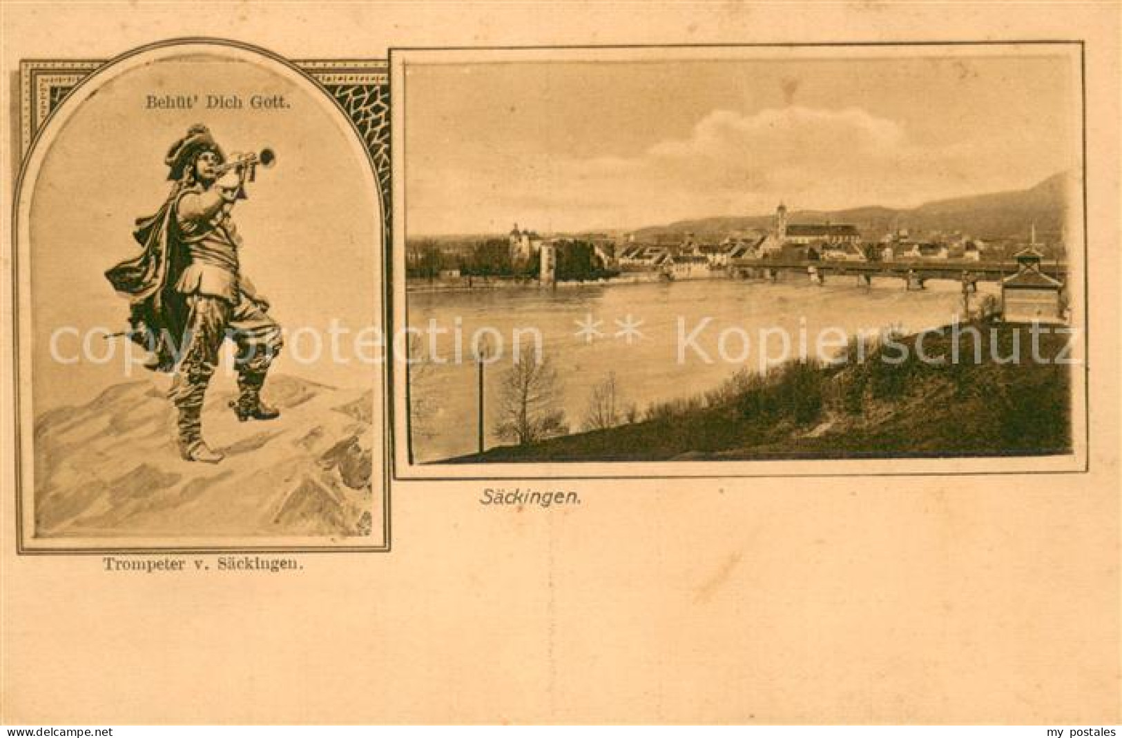 Saeckingen Bad Rheinpanorama Trompeter von Saeckingen