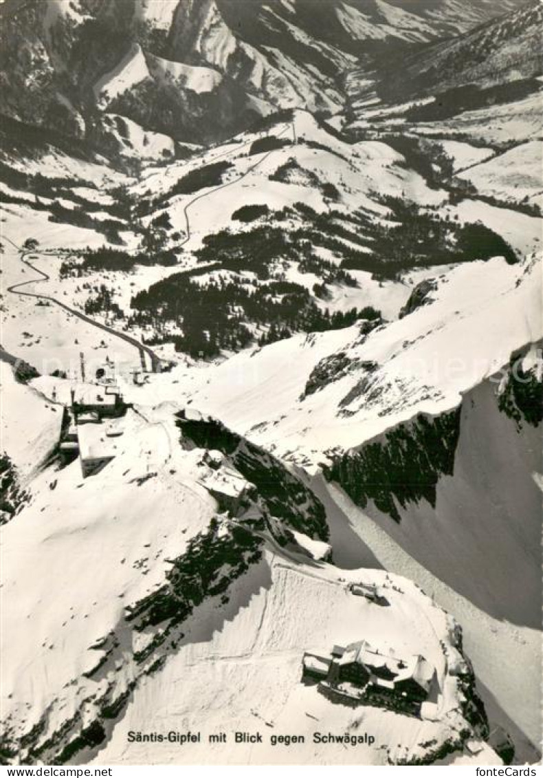 Saentis AR Saentis Gipfel mit Blick zur Schwaegalp